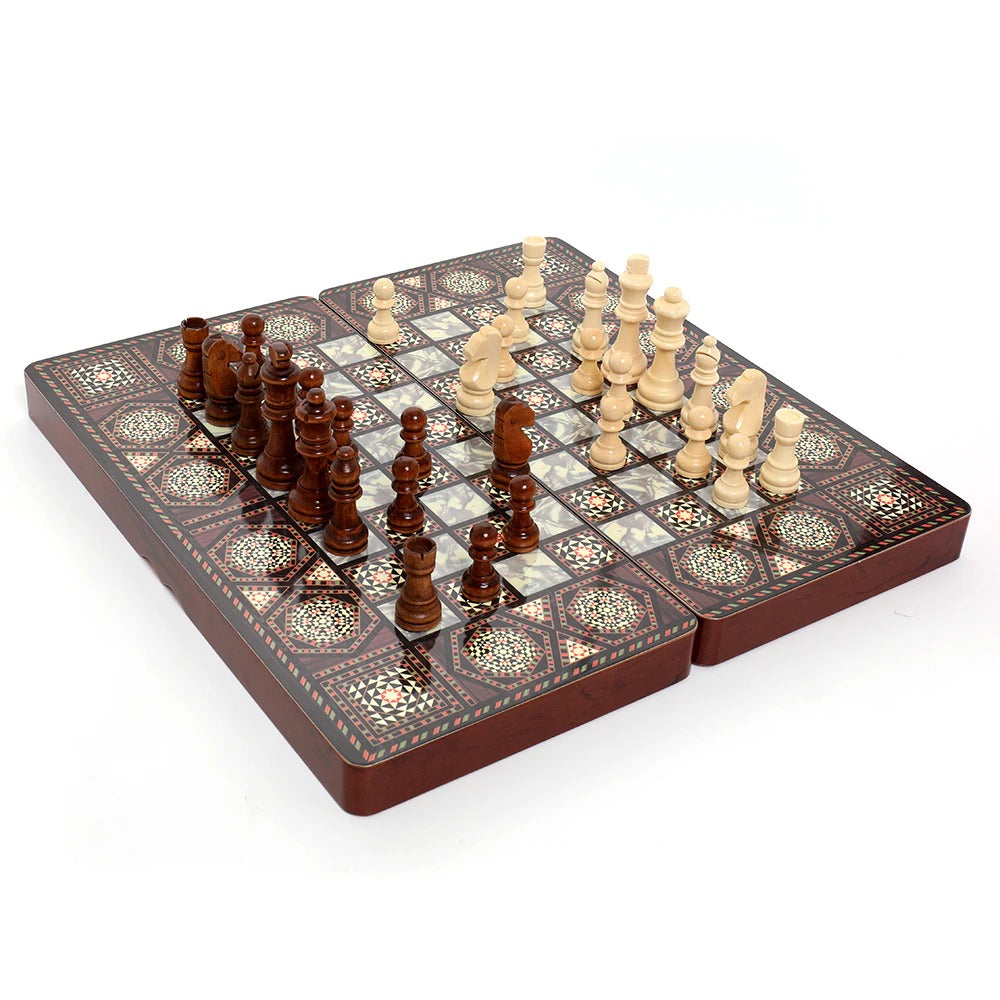 Luxury Knight Checkers Chess Three-in-one Backgammon